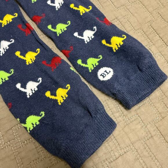 Cute Baby Legs Leggings Leg Warmers Blue Dinosaur Print Knit Stretchy Baby Boy - Picture 2 of 4